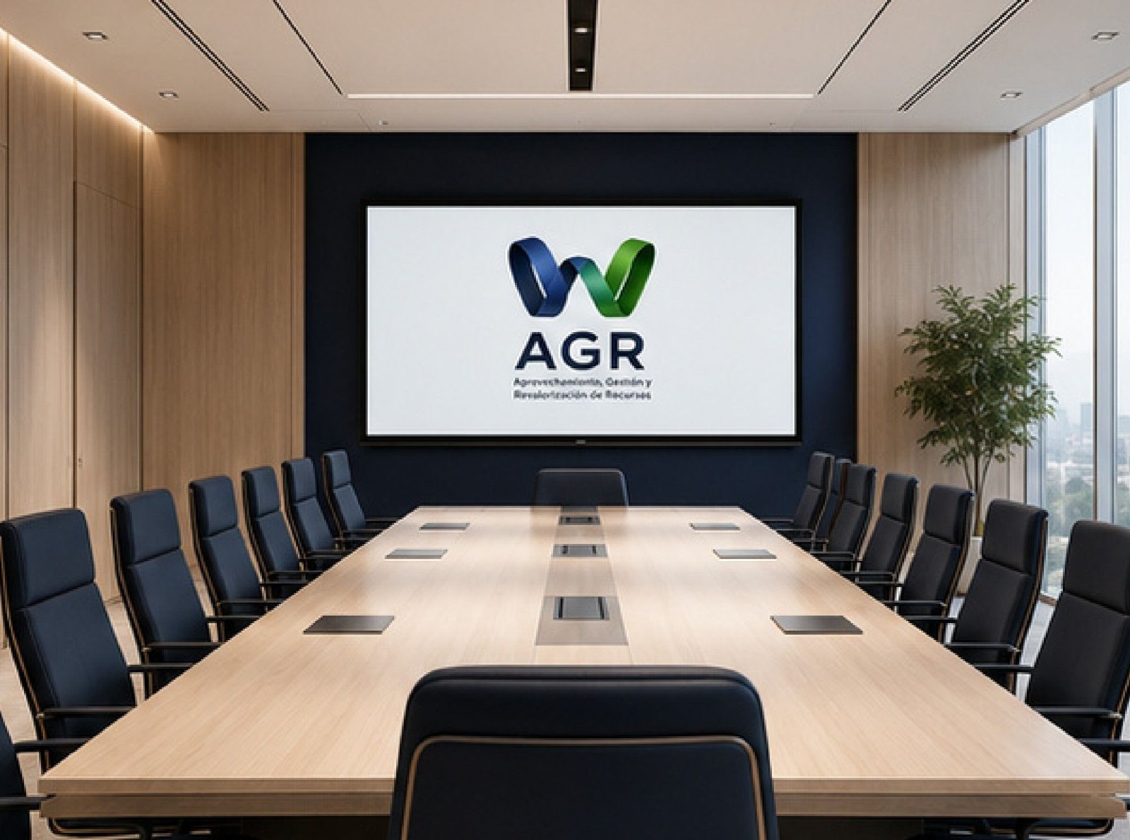 Sala de juntas institucional con identidad W AGR